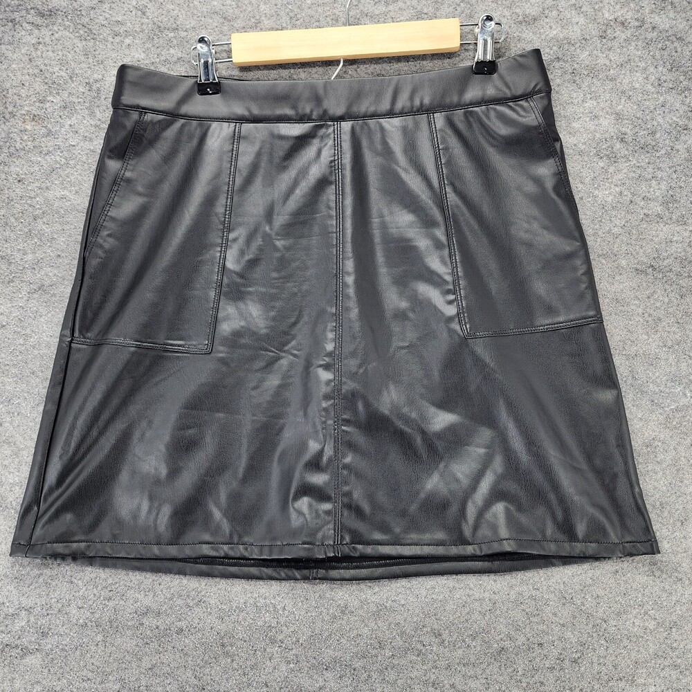 Maurices Skirt Womens 12 Faux Leather Black Pull On A Line